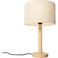 QAZQA Maalaismainen pöytävalaisin puusta pellavavarjostimella beige 25 cm - Mels
