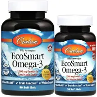 Carlson Labs EcoSmart Omega-3, 1000 mg Luonnollinen Sitruuna - 90 + 30 kapselia