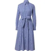 Ralph Lauren Belted Striped Cotton Shirtdress - Blue - 34
