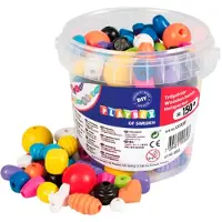 GA-Toys Helmeä - Puuhelmet I Ämpäri - 150 kpl - Perusvärit - - OneSize - Askarteluhelmet