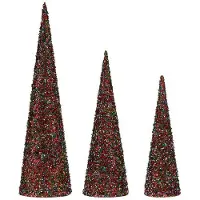 Krist+ Decoration Cones Christmas Sequins 3 Pieces Blue Fuchsia