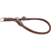 Hunter - Dog Collar Training Round & Soft Half Choke Brown L-XL 60 cm - Koirat - Kaulapannat