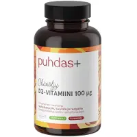 Puhdas+ D3-vitamiini oliiviöljy 100µg, 120 kaps