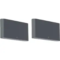 QAZQA 2 kpl ulkoseinävalaisimet tummanharmaa 17,5 cm sis. LED - Batt