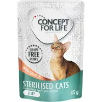 Concept for Life 24x85g Sterilised Cats viljaton lohi hyytelössä -kissanruoka