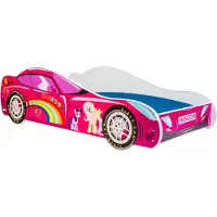 KOBI Lastensänky Car II patjalla, 150 cm x 74 cm x 44 cm, prinsessa-auto