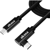 Akasa 3.2 Gen2x2 USB-C -kaapeli, kulmalla, 20Gbps, PD3.0 5A 100W, 2m, musta