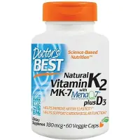 Doctors Best Luonnollinen K2 MK7-vitamiini MenaQ7:lla ja D3:lla, 180mcg - 60 kapselia