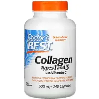 Doctors Best Kollageeni tyyppi 1 ja 3 C-vitamiinilla, 500 mg - 240 kapselia