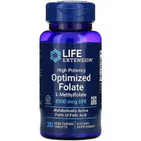 Life Extension , Korkea Potenssi Optimoidut Folaatti, 8 500 mcg DFE, 30 Kasvispilleriä