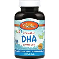 Carlson Labs Lasten tyggelevy DHA, 100 mg Appelsiini - 120 kapselia