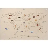 Ferm Living The world -kangaskartta Offwhite