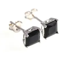 Silver Bar nelikulmaiset zirkoniakorvakorut musta 4x4 mm 3478