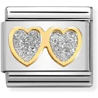 Nomination Composable Classic Link Double Heart with Glitter 030220 01