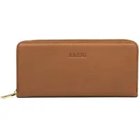 Aarni hirvennahkainen Clutch-lompakko kultaisella vetoketjulla konjakki