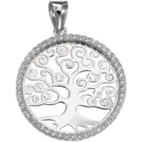 Silver Bar Elämän puu zirkonia riipus 24 mm 7260