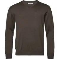 Chevalier Aston V-Neck Merino Pullover Men Leather Brown 2XL