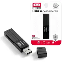 Techsolz 2-in-1 Usb-muistikortinlukija Micro-sd/sd/tf-lukija Black