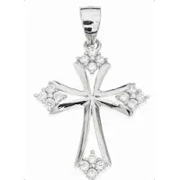 Silver Bar Neljän tähden risti zirkonia riipus 24 mm 2264