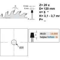 Cmt Etusaha 238; 120x3,7x20; Z20; 5°