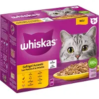 Whiskas 144x85g 1+ Adult Pouches siipikarjavalikoima hyytelössä