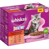 Whiskas 96x85g Junior Pouches perinteinen kastikevalikoima