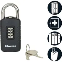 Master Lock Zahlensschloss mit Sicherheitsnotschluessel (656EURDBLK)