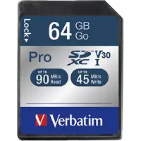 Verbatim 64GB SDXC -muistikortti, UHS-I V30 U3, jopa 90/45 MB/s
