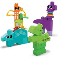 Mega Bloks BLOKS Fisher-Price Sensory Building Lelu, Squeak n Chomp Dinot, 24 osaa, T-Rex, Taaperoiden Blocks Lahjaideoita yli 1-vuotiaille lapsille, HKN43