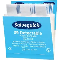Cederroth Salvequick -täyttöpakkaus, siniset, havaittavat, extrapitkät sormilaastarit, 6 kpl (39 kpl/täyttöpakkaus)