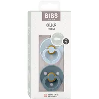 BIBS Colour Tutit 2-pack Luonnonkumi Koko 2, Baby Blue/Petrol