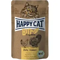 Happy Cat 6x85g Bio Pouch luomukana & luomukalkkuna -kissanruoka