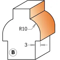 Cmt Pyöristysjyrsin ; S=1/4''; D=22 mm; R=10 mm