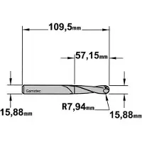 Cmt Kourujyrsin ; S=15,87 mm; D=15,87 mm; R=15,87 mm