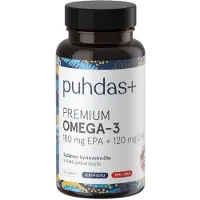 Raw Organic Puhdas+ Premium Omega-3 EPA &amp; DHA 300mg 80 kaps.