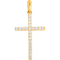 Lykken Crosses kultainen ristiriipus zirkonioilla 21 x 12 mm