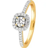 Lykken Keltakultainen halo-timanttisormus 0,38 ct-165