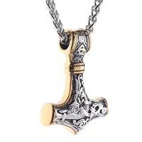 Lykken Viking Mjölnir kaulakoru kulta-hopea 60 cm 4.3 x 3.1 cm