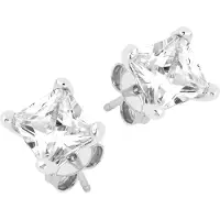 Lykken Casuals hopeiset tappikorvakorut nelikulmainen zirkonia 6 mm
