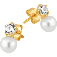 Lykken Pearls kultaiset tappikorvakorut 4 mm