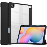 SKALO Samsung Tab S6 Lite Trifold Suojakotelo läpinäkyvällä taustapaperilla - Musta