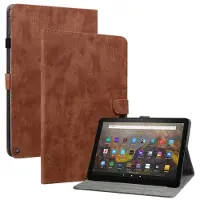SKALO Amazon Fire HD 10/10 Plus (2021) Cute Tiger PU-nahkainen Lompakkokotelo - Ruskea