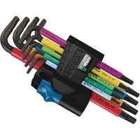 Wera Monivärinen TORX sisäiset kulmateräset T 8, T 9, T 10, T 15, T 20, T 25, T 27, T 30, T 40 9 osaa
