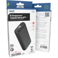 Wave Extrapower - Powerbank, 20 000 mAh, musta