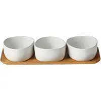Aida - RAW Organic 3 kulhoa ja tarjotin Arctic White