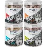 Wolf of Wilderness 300g kylmäkuivatut herkut mix 4 makua: kanansydän, naudanmaksa, lampaankeuhko & ankankaula (300 g)