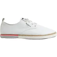 Pepe Jeans for man. PMS30915 Canvas Blucher Sneakers white (43), Fabric, Flat, Laces, Casual