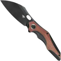 Bestech Nogard - Blackwash - Natural Canvas Micarta kääntöveitsi, musta