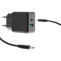 Insmat verkkovirtalaturi USB Type-C -kaapelilla, musta