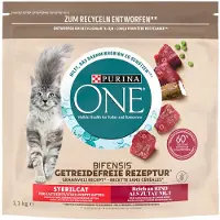 Purina One 1,1kg Grain Free Sterilized nauta kissan kuivaruoka